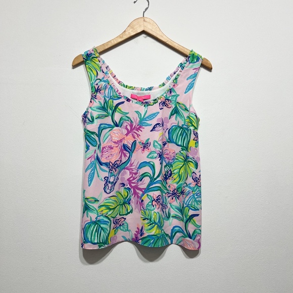 NEW Lilly Pulitzer Carlene Chiffon Amethyst Tint Mermaid In The Shade Tank Top - Picture 1 of 2